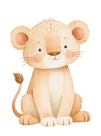 Adorable Baby Lion Watercolor Illustration