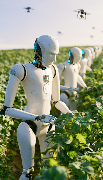 Advanced Agricultural Robots in a Lush Farm Field