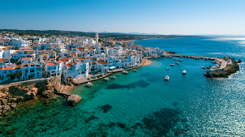 Aerial View of a Charming Mediterranean Coastal Town