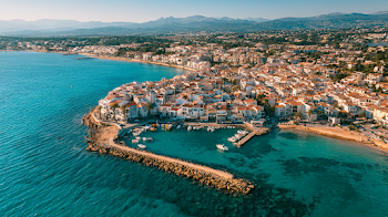 Aerial View of a Mediterranean Coastal Town