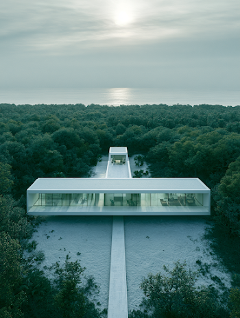 Aerial View of a Minimalist Villa by Fran Silvestre Arquitectos