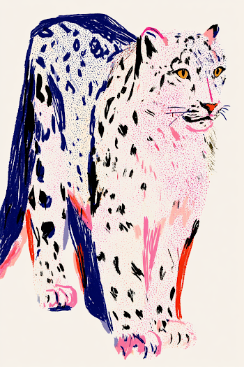 Artistic Representation of a Snow Leopard