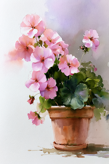 Blooms of Elegance: Watercolor Pink Geraniums