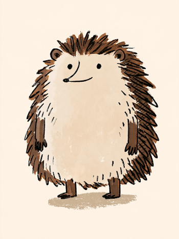 Charming Father Hedgehog Character Illustration