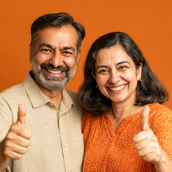 Cheerful South Asian Couple Giving Thumbs-Up
