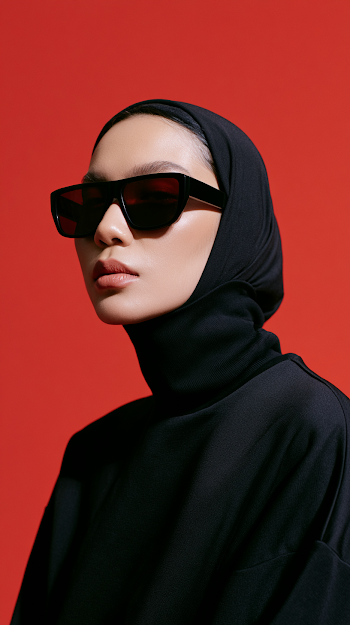 Chic Muslim Woman in Futuristic Sunglasses