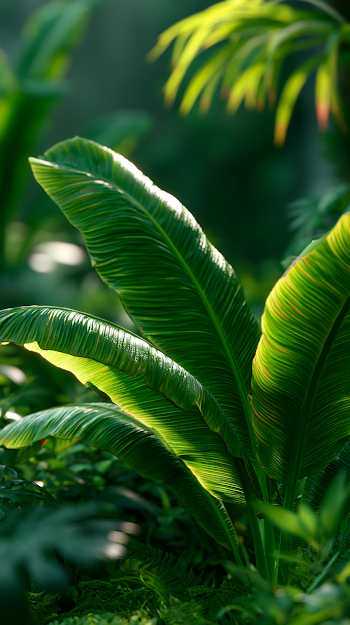 Cinematic Jungle with Banana Leaves