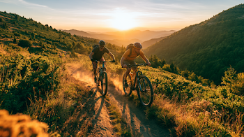 Cinematic Mountain Biking Adventure at Sunset