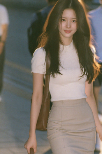 Cinematic Portrait of a Young Korean Woman in Cityscape