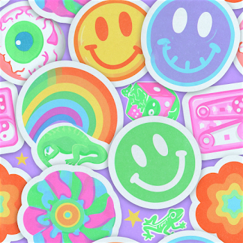 Colorful Vintage Stickers Pattern