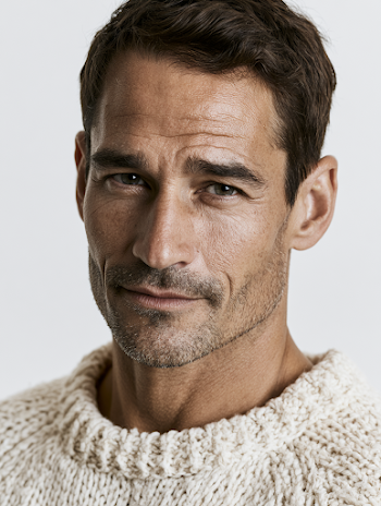 Confident Mature Man in Knit Sweater