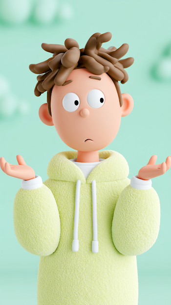 Confused Cartoon Boy Shrugging