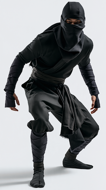 Crouching Dark Ninja Warrior Portrait