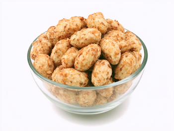 Crunchy Roasted Peanuts in Glass Bowl
