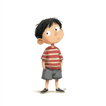 Curious East Asian Boy Character for Children's Book