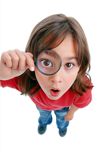 Curious Young Girl with Magnifying Glass