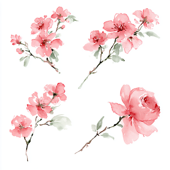 Delicate Pink Floral Watercolor Illustration