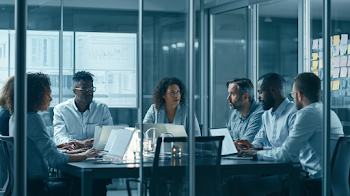 Diverse Business Team Collaboration in Modern Meeting Room