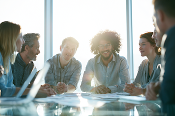 Diverse Startup Team Collaboration in Modern Office