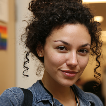 Effortlessly Chic Female Portrait with Curly Hair