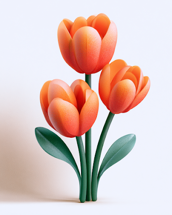 Elegant 3D Orange Flower Trio