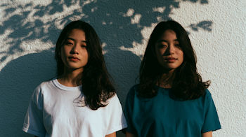 Elegant Asian Females in Sunlit Portrait