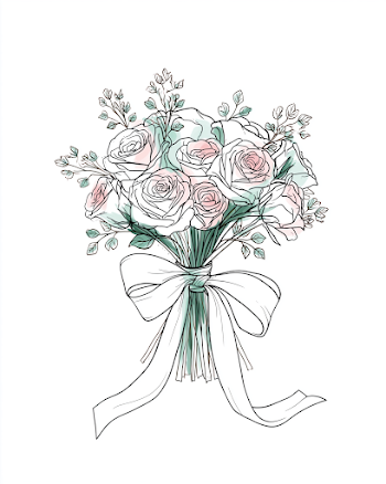 Elegant Bridal Bouquet Sketch