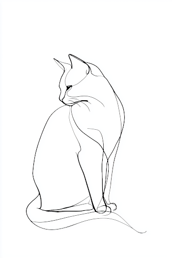 Elegant Cat in Minimalist Line Art