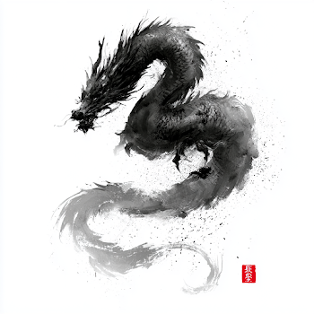 Elegant Chinese Dragon in Brushstroke Style