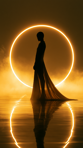 Elegant Female Silhouette Against Golden Light