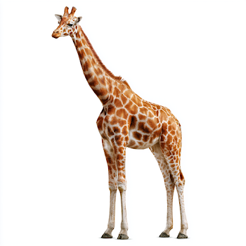Elegant Giraffe with Stunning Coat on White Background