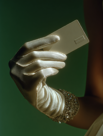 Elegant Gloved Hand Holding Minimalistic Bank Card
