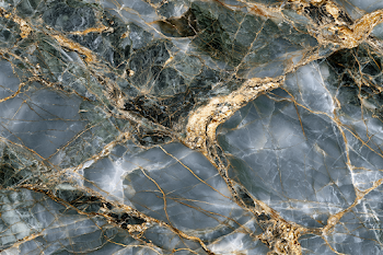 Elegant Grey and Black Marble Slab with Gold Veining