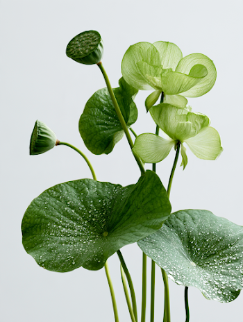 Elegant Lotus Plant Specimens in Studio Photography