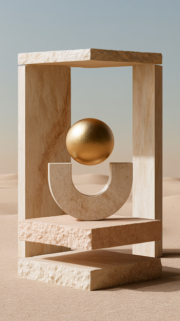Elegant Minimalist Stone Display in Desert