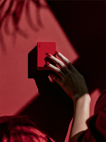 Elegant Overhead Shot of Red Playing Cards