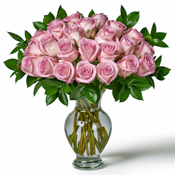 Elegant Pink Roses Arrangement in Clear Glass Vase