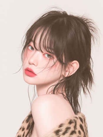 Elegant Portrait of a Young Woman in Animal Print