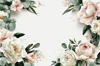 Elegant Watercolor Floral Border with Peonies and Roses