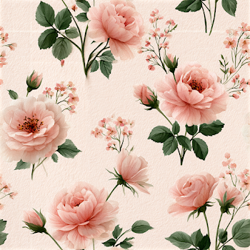 Elegant Watercolor Floral Pattern with Pink Roses