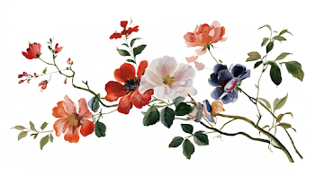 Elegant Watercolor Japanese Flowers in Flight