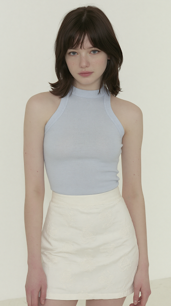Elegant Young Woman in Minimalist Fashion Portrait