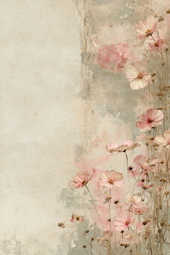 Ethereal Vintage Floral Wallpaper with Cosmos Flowers
