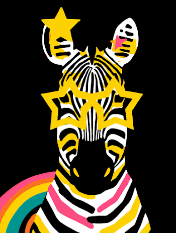 Funky Zebra Illustration with Star Glasses