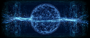 Futuristic Abstract Technology Banner with Glowing Holographic Sphere