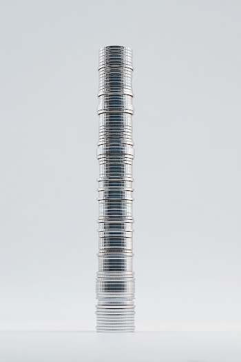 Futuristic Skyscraper Made of Metallic Coins
