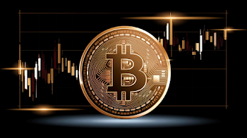 Glossy Golden Cryptocurrency Coin on Trading Chart
