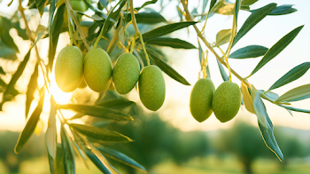Golden Hour Olives in Mediterranean Grove