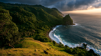 Golden Hour on a Tropical Coastline in Lombok, Indonesia