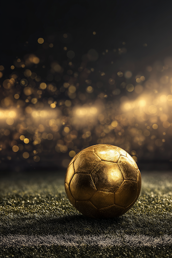 Golden Soccer Ball on Football Field